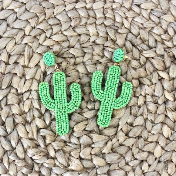 FINAL PRICE Green Cactus Drop Earrings - Picture 3 of 3